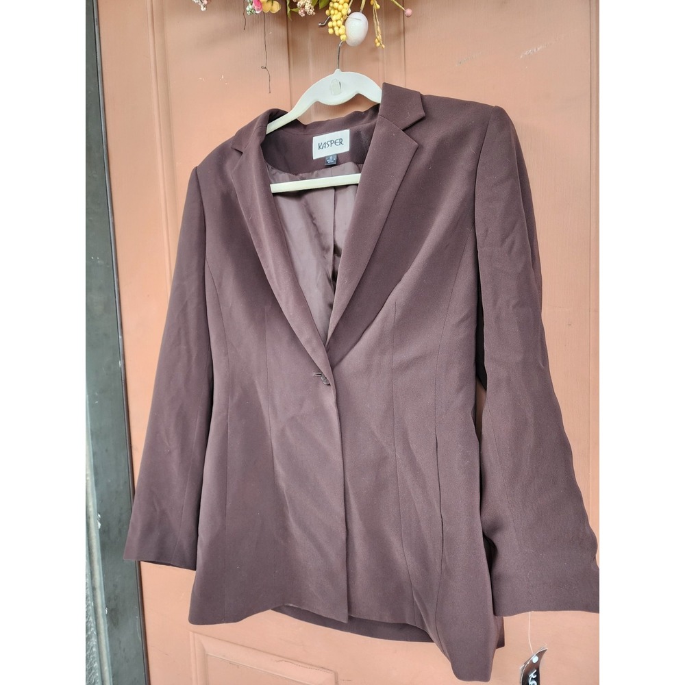 Kasper Chocolate Brown Blazer Size 8 NWT Tailored Career Jacket